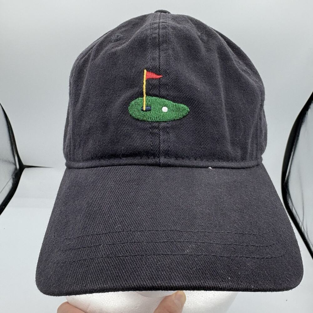 J Crew Hat Cap Golf Unisex Strapback Navy Blue Adj Baseball Flag Green D2